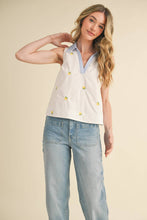 Load image into Gallery viewer, Lemon Embroidered Collar Top