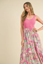 Load image into Gallery viewer, Sunny Floral Mixed Media Midi Dress