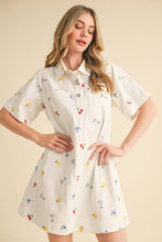 Load image into Gallery viewer, Fruitful Denim Embroidered Dress