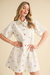 Fruitful Denim Embroidered Dress