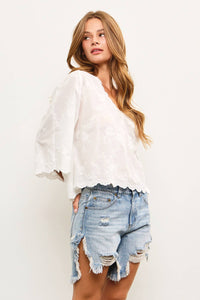 Joplin White Embroidered Tunic Top