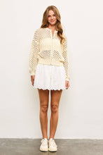 Load image into Gallery viewer, Cream Crochet Zip Up Cardigan