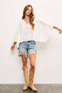 Joplin White Embroidered Tunic Top