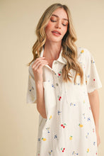 Load image into Gallery viewer, Fruitful Denim Embroidered Dress