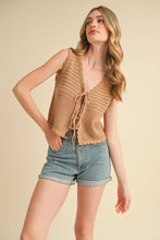 Load image into Gallery viewer, Cream Crochet Tie Vest Top