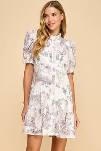 Toile Printed Button Up Dress