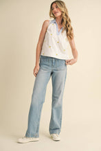 Load image into Gallery viewer, Lemon Embroidered Collar Top