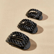 Load image into Gallery viewer, Flat Round Hair Clip | Medium | Jet Black Quilted