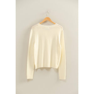 Cream Crew Neck Cardigan