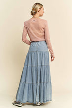 Load image into Gallery viewer, Boho Light Denim Tiered Maxi Skirt