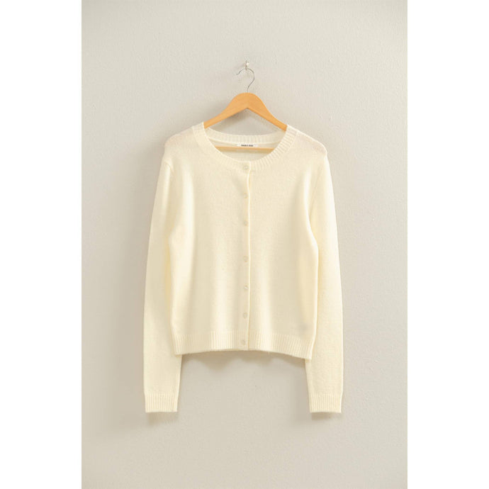 Cream Crew Neck Cardigan