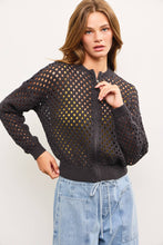 Load image into Gallery viewer, Cream Crochet Zip Up Cardigan