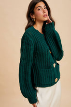 Load image into Gallery viewer, Cherry Merlot Chunky Cable Knit Cardigan
