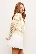 Load image into Gallery viewer, Cream Crochet Zip Up Cardigan