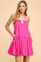 Load image into Gallery viewer, Blue Contrast Stitch Detail Dress
