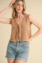 Load image into Gallery viewer, Cream Crochet Tie Vest Top