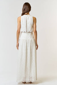 Janice White Lace Scalloped Maxi Dress