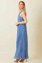 Load image into Gallery viewer, Cross Front Blue Plisse Maxi Dress