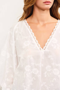 Joplin White Embroidered Tunic Top