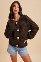 Load image into Gallery viewer, Cherry Merlot Chunky Cable Knit Cardigan