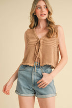 Load image into Gallery viewer, Cream Crochet Tie Vest Top