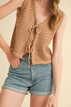 Load image into Gallery viewer, Cream Crochet Tie Vest Top