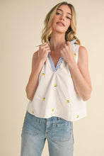 Load image into Gallery viewer, Lemon Embroidered Collar Top