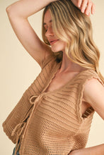 Load image into Gallery viewer, Cream Crochet Tie Vest Top