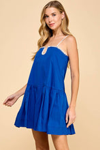 Load image into Gallery viewer, Blue Contrast Stitch Detail Dress