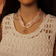 Load image into Gallery viewer, Scarf Necklace Red Beige CZ heart