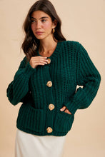 Load image into Gallery viewer, Cherry Merlot Chunky Cable Knit Cardigan
