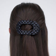 Load image into Gallery viewer, Flat Round Hair Clip | Medium | Jet Black Quilted