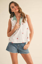 Load image into Gallery viewer, Lemon Embroidered Collar Top