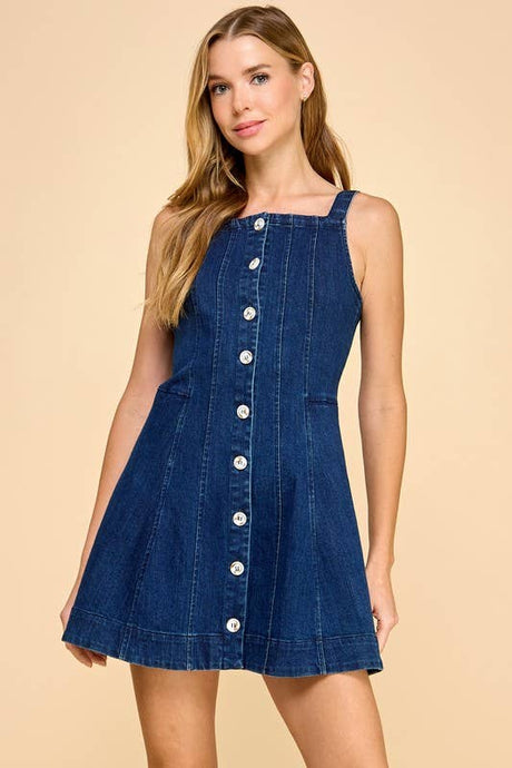 Denim Button Down Flare Dress