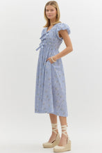 Load image into Gallery viewer, Betsy Blue Floral Midi Dress