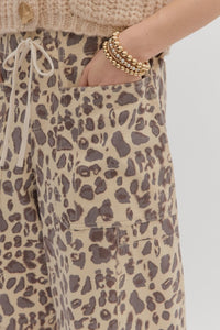 Cheetah Tie-Waist Barrel Leg Pant