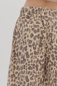 Cheetah Tie-Waist Barrel Leg Pant