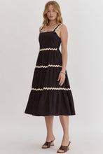 Load image into Gallery viewer, Black Ric Rac Midi Dress