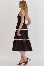 Load image into Gallery viewer, Black Ric Rac Midi Dress