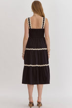 Load image into Gallery viewer, Black Ric Rac Midi Dress