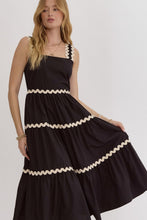 Load image into Gallery viewer, Black Ric Rac Midi Dress