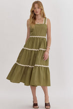 Load image into Gallery viewer, Fern Green Ric Rac Midi Dress