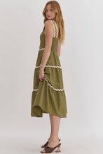 Load image into Gallery viewer, Fern Green Ric Rac Midi Dress