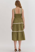 Load image into Gallery viewer, Fern Green Ric Rac Midi Dress