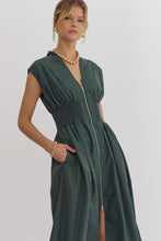 Load image into Gallery viewer, Hunter Green Zipper Dress