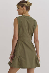 Autumn Olive Zipper Dress