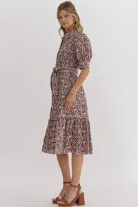 Falling for Florals Brown Dress