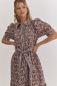 Falling for Florals Brown Dress