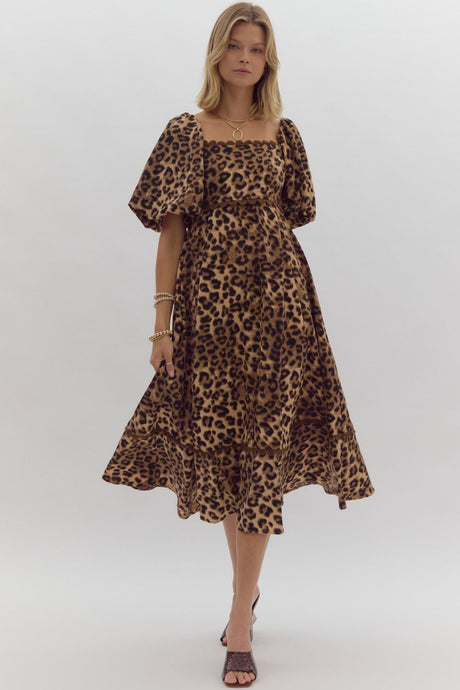 Leopard Giselle Midi Dress