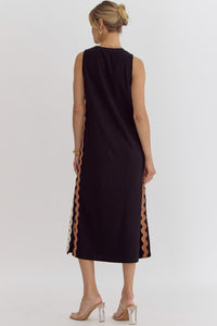 Neutrals Side Ric Rac Black Dress